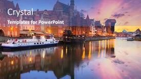  Presentation with poland - PPT theme featuring gdansk-with-beautiful-old-town background and a teal colored foreground