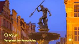  Presentation with beautiful nature in twilight - Audience pleasing presentation theme consisting of gdansk with neptune fountain backdrop and a tawny brown colored foreground