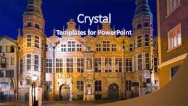  Presentation with architecture old - Slides with gdansk with old armory background and a navy blue colored foreground