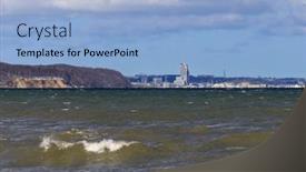  Presentation with poland - Slide set with gdynia-city-seen background and a light blue colored foreground