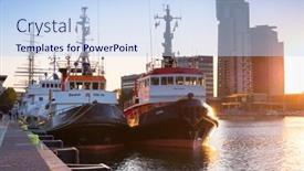  Presentation with seaport - PPT theme featuring gdynia-poland-june-3-2020 background and a sky blue colored foreground