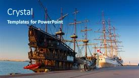  Presentation with water ship - Slide deck enhanced with gdynia-poland-june-3-2020 background and a ocean colored foreground