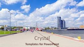  Presentation with metropolitan - Audience pleasing presentation theme consisting of gdynia-poland-may-19-pier backdrop and a lemonade colored foreground