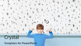  Presentation with whiteboard - Audience pleasing presentation design consisting of gdyslexia - successful student shows muscles backdrop and a light blue colored foreground