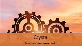  Presentation with gear - Presentation theme with gear - businessman in teamwork concept background and a gold colored foreground