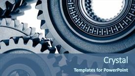  Presentation with gear wheels - Amazing PPT theme having gear - metal cog wheels bonding together backdrop and a ocean colored foreground