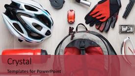  Presentation with accessories - Audience pleasing presentation theme consisting of gear - picture top of biker accessories backdrop and a red colored foreground