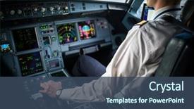  Presentation with airplane pilot - Colorful PPT theme enhanced with gear - pilot's hand accelerating backdrop and a ocean colored foreground