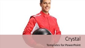  Presentation with gear - Slide deck enhanced with gear - racer with a helmet looking background and a coral colored foreground