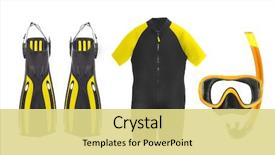  Presentation with scuba diving - PPT theme consisting of gear - scuba diving equipment - diving background and a blonde colored foreground