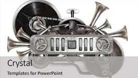  Presentation with stylized - Colorful presentation enhanced with gear - stylized steampunk collage of vinyl backdrop and a light gray colored foreground
