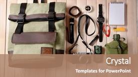  Presentation with traveler - Presentation design consisting of gear - traveler set background and a coral colored foreground
