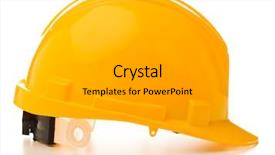  Presentation with hat - Colorful slides enhanced with construction gear - yellow hard hat isolated backdrop and a light gray colored foreground