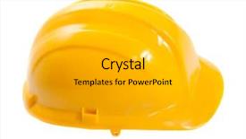  Presentation with white and yellow - Amazing slides having construction gear - yellow hard hat isolated backdrop and a light gray colored foreground