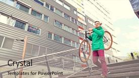  Presentation with lifestyle - Theme consisting of gear bike on shoulder down background and a  colored foreground