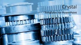  Presentation with industry - Presentation design consisting of gear cogwheels in workshop industry background and a light blue colored foreground