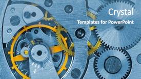  Presentation with technology - Beautiful PPT theme featuring gear colorful - macro of clock abstract technology backdrop and a teal colored foreground
