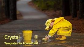  Presentation with rain water - Colorful slide set enhanced with gear colorful - small child plays backdrop and a tawny brown colored foreground
