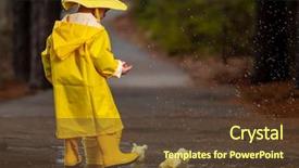  Presentation with rain water - PPT theme enhanced with gear colorful - small child plays background and a tawny brown colored foreground