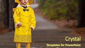  Presentation with rain water - Beautiful PPT theme featuring gear colorful - small child plays backdrop and a tawny brown colored foreground