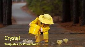  Presentation with rain water - Colorful presentation design enhanced with gear colorful - small child plays backdrop and a tawny brown colored foreground