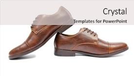  Presentation with brown bear baby shoes - Beautiful PPT theme featuring gear cutting - brown shoes isolated on white backdrop and a light gray colored foreground