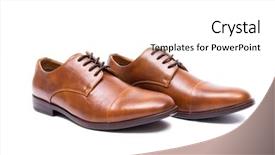  Presentation with shoes - Audience pleasing slide set consisting of gear cutting - brown shoes isolated on white backdrop and a  colored foreground