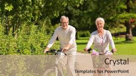  Presentation with old age - Slides enhanced with gear free - active old age people background and a coral colored foreground