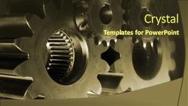  Presentation with machinery - Cool new presentation theme with gear machinery connecting and in a bronze duplex toning idea backdrop and a tawny brown colored foreground