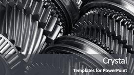  Presentation with gear wheels - PPT theme featuring gear metal wheels close-up background and a dark gray colored foreground