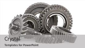  Presentation with gear wheels - Presentation theme having gear metal wheels isolated background and a light gray colored foreground