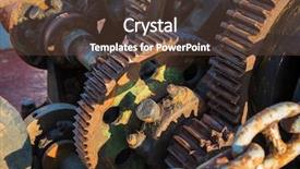  Presentation with old ship - Slide deck with gear train - aged technology old and rusty background and a tawny brown colored foreground