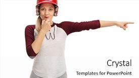  Presentation with whistle - PPT layouts featuring gear train - female baseball coach blowing background and a white colored foreground