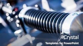  Presentation with cylinder - Slide deck having gear train - long spring-shaped industrial cylinder background and a ocean colored foreground