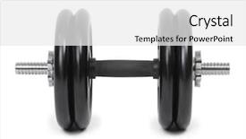  Presentation with heavy equipment - Presentation theme featuring gear train - professional adjustable dumbbell isolated background and a white colored foreground