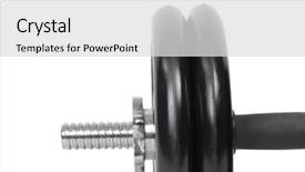  Presentation with heavy equipment - Colorful PPT theme enhanced with gear train - professional adjustable dumbbell isolated backdrop and a light gray colored foreground