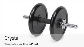  Presentation with heavy equipment - PPT layouts having gear train - professional adjustable dumbbell isolated background and a light gray colored foreground