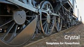  Presentation with steam train - Amazing slide set having gear train - steam locomotive detail with cranks backdrop and a dark gray colored foreground