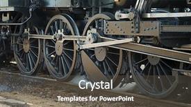  Presentation with steam train - Audience pleasing theme consisting of gear train - steam locomotive detail with cranks backdrop and a dark gray colored foreground