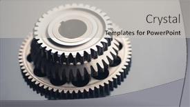  Presentation with wheel - Slide deck with gear-wheel-steel-on-gray background and a light gray colored foreground