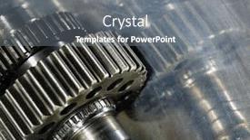  Presentation with titanium - Slides having gear wheels steel and titanium mirrored in brushed aluminum background and a gray colored foreground