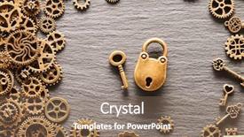  Presentation with lock key - Presentation theme with gear wheels with lock background and a coral colored foreground