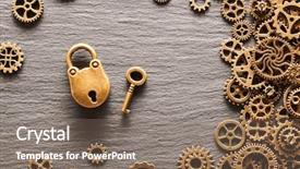  Presentation with gear wheels - Theme featuring gear wheels with lock background and a violet colored foreground