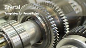  Presentation with metal - Presentation design featuring gearbox - close-up metal cog wheels background and a gray colored foreground