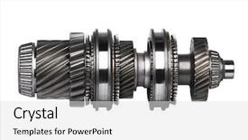  Presentation with gear wheels - Cool new presentation design with gearbox - gear metal wheels isolated backdrop and a  colored foreground