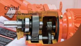  Presentation with metal - Colorful PPT layouts enhanced with gearbox - metal cog gears backdrop and a coral colored foreground