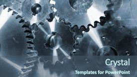  Presentation with steel - Cool new PPT theme with gears and cogs against steel background backdrop and a ocean colored foreground