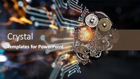  Presentation with gears - PPT theme with gears-and-cogs-macro-mixed background and a violet colored foreground