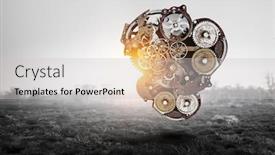  Presentation with gears - Slides featuring gears-and-cogs-macro-mixed background and a light gray colored foreground