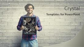  Presentation with gears - Presentation theme with gears-and-cogs-macro-mixed background and a soft green colored foreground